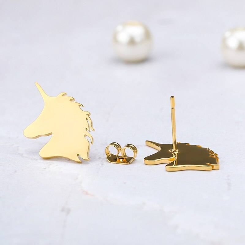 Unicorn Earings Fashion Jewelry Surgical Steel Nickel Free Minimal Cute Earrings Kids Gifts Women Charm Ear Stud Accessories BFF