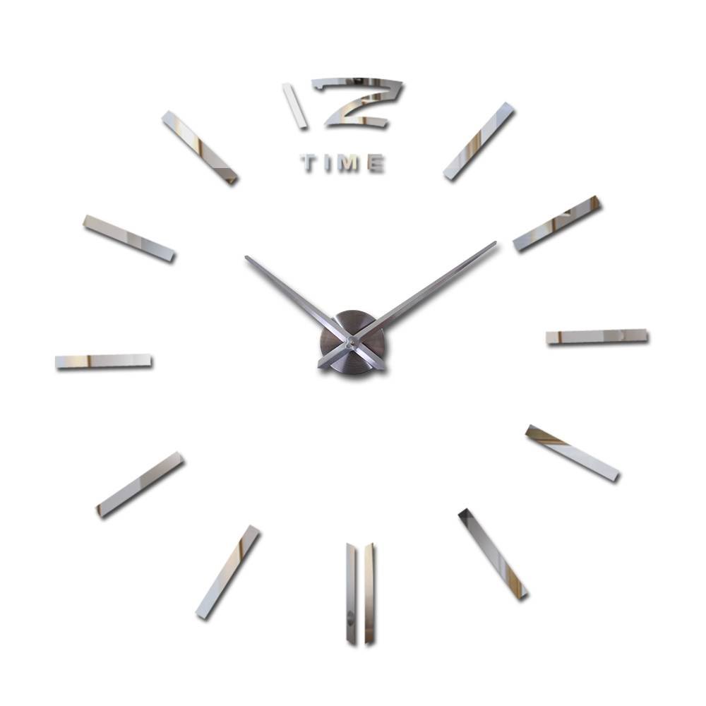 sale wall clock watch clocks 3d diy acrylic mirror stickers Living Room Quartz Needle Europe horloge free shipping Color: Silver Sheet Size: 27inch|37inch|47inch 