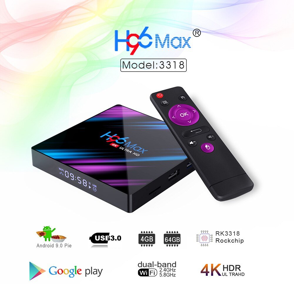2020 H96 Max RK3318 Smart Tv Box Android 9 9.0 4 Gb 32 Gb 64 Gb 4K Youtube Media speler H96MAX Tvbox Android Tv Set Top Box 2GB16GB