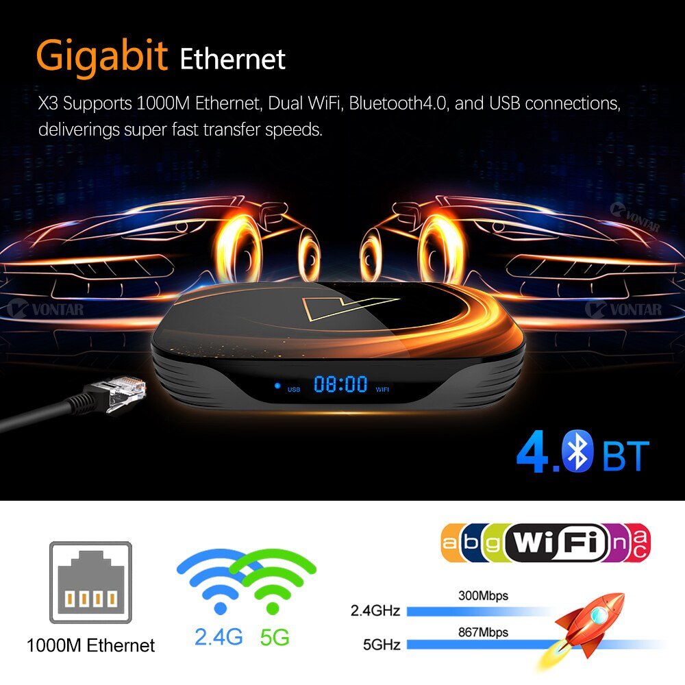 2020 Vontar X3 4Gb 128Gb 8K Tv Box Android 9 Smart Android Tvbox 9.0 Amlogic S905X3 Wifi 1080P 4K Set Top Box 4Gb 64Gb 32Gb