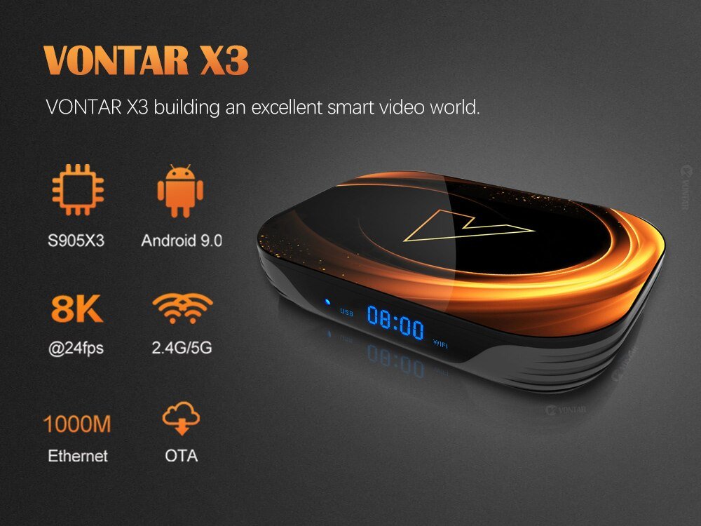2020 Vontar X3 4Gb 128Gb 8K Tv Box Android 9 Smart Android Tvbox 9.0 Amlogic S905X3 Wifi 1080P 4K Set Top Box 4Gb 64Gb 32Gb