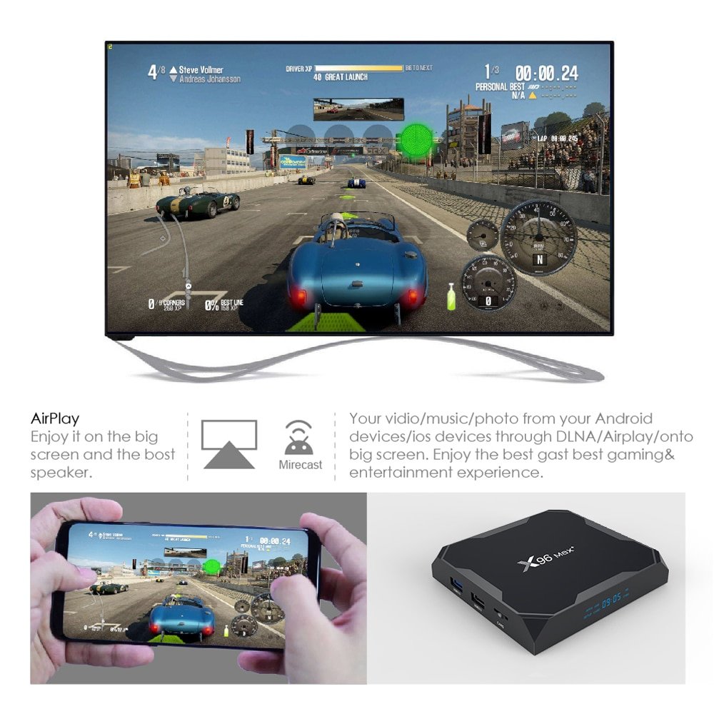 Originele X96 Max Plus Android 9.0 Tv Box Amlogic S905X3 Quad Core 4Gb 64Gb 32Gb 8K wifi 4K X96Max + Smart Media Player 2Gb 16Gb