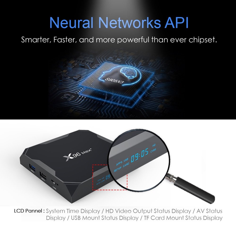 Originele X96 Max Plus Android 9.0 Tv Box Amlogic S905X3 Quad Core 4Gb 64Gb 32Gb 8K wifi 4K X96Max + Smart Media Player 2Gb 16Gb