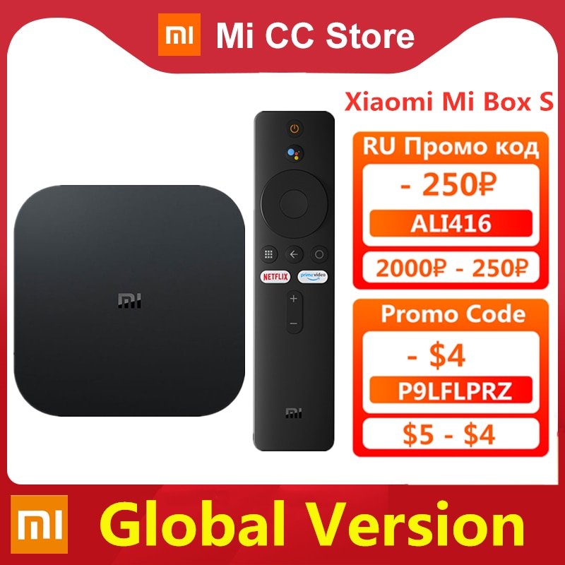 Global Versie Xiaomi Mi Tv Box S 4K Ultra Hd Android Tv 9.0 Hdr 2Gb 8Gb Wifi google Cast Netflix Smart Tv Mi Doos 4 Media Player