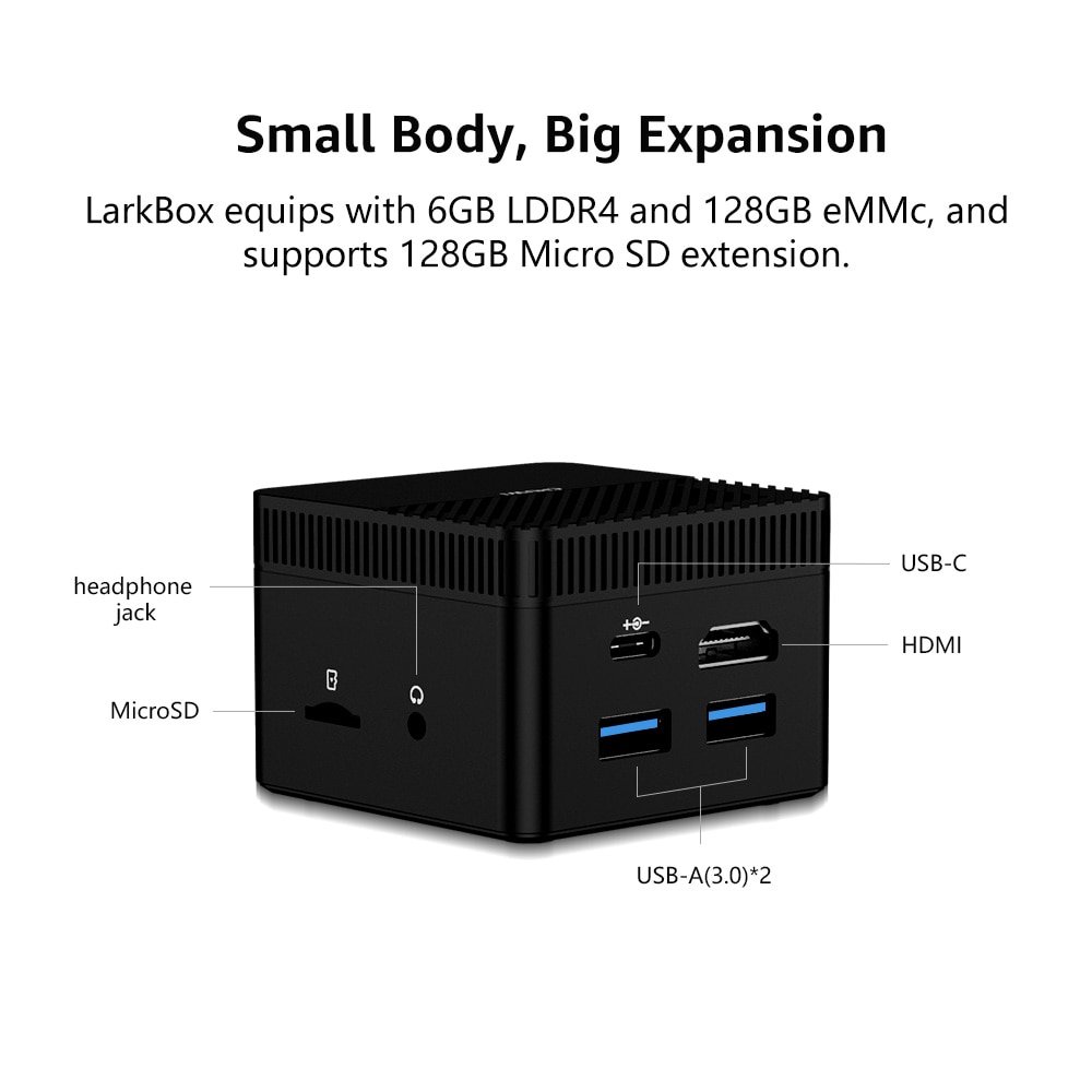 Chuwi Larkbox Wereld Kleinste 4K Mini Pc Intel Celeron J4115 Quad Core 6Gb Ram 128Gb Rom windows 10 Desktop Computer Hdmi USB-C