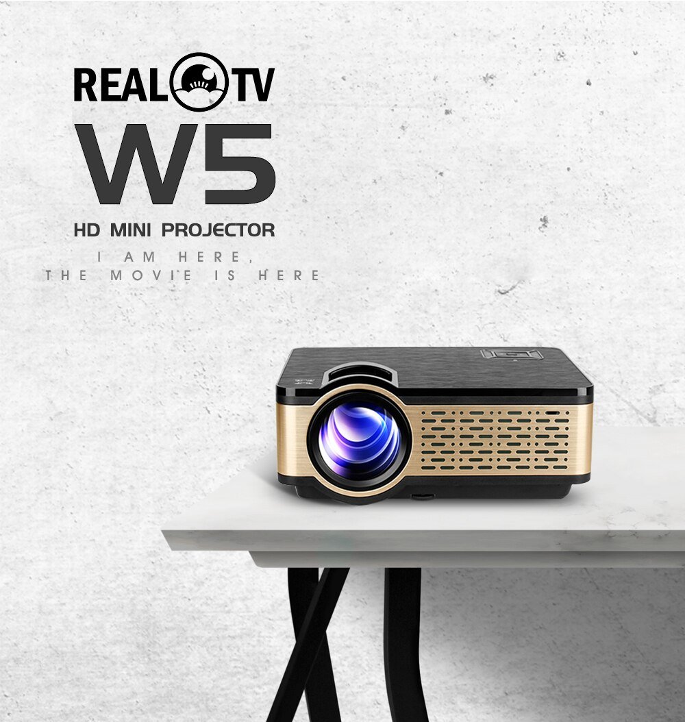 Echte Tv W5 Hd Mini Projector 4000 Lumens Android Wifi Bluetooth Draagbare Ondersteuning 1080P Voor Smart Telefoon Hdmi Usb vga Sd Met Gift