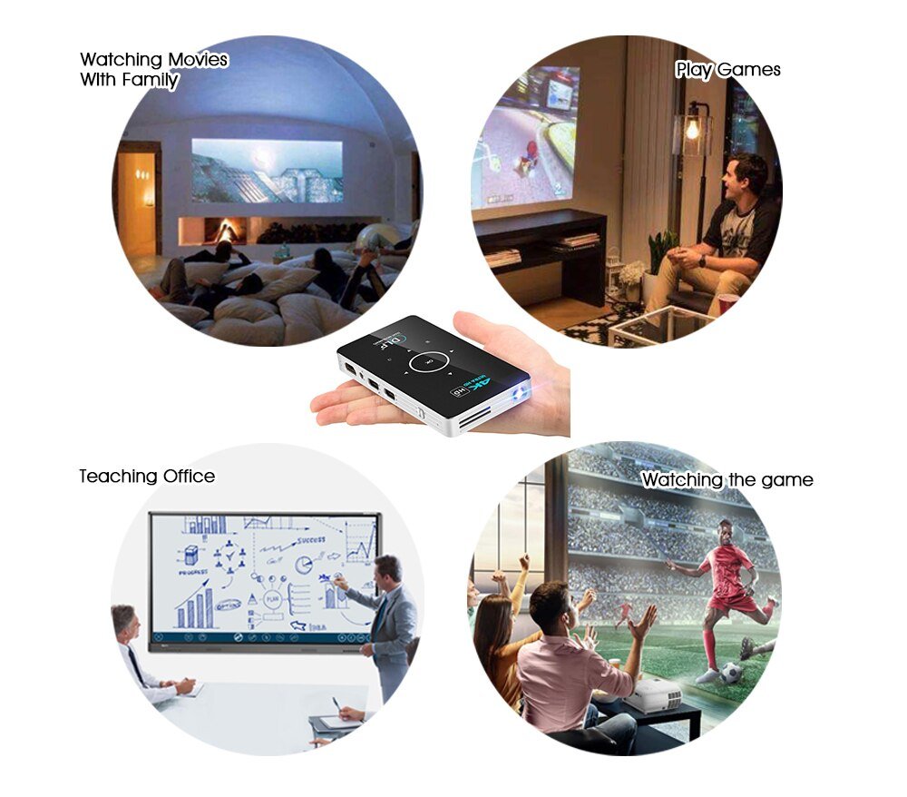 Alston C6 Mini 4K Dlp Android 9.0 Projector Wifi Bluetooth 4.0 Draagbare Outdoor Movie Video Home Cinema Ondersteuning Miracast airplay Alston C6 Mini 4K Dlp Android 9.0 Projector Wifi Bluetooth 4.0 Draagbare Outdoor Movie Video Home Cinema Ondersteuning Miracast airplay