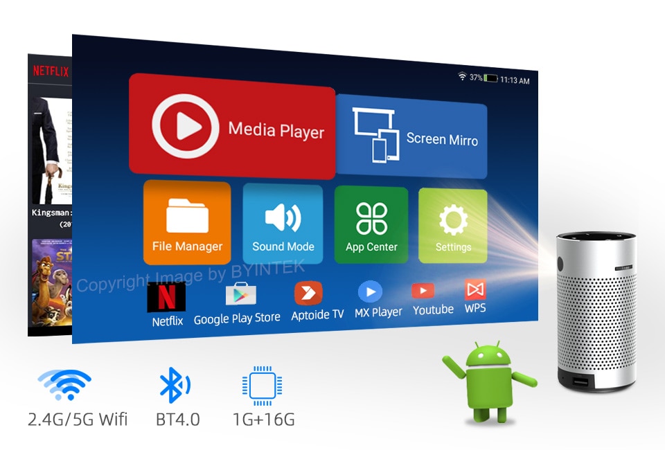 Byintek P7 Pocket Draagbare Pico Smart Android Wifi 1080P Video Hd Laser Led Dlp Mini Projector 4K Beamer voor 3D Full Hd Cinema Byintek P7 Pocket Draagbare Pico Smart Android Wifi 1080P Video Hd Laser Led Dlp Mini Projector 4K Beamer voor 3D Full Hd Cinema
