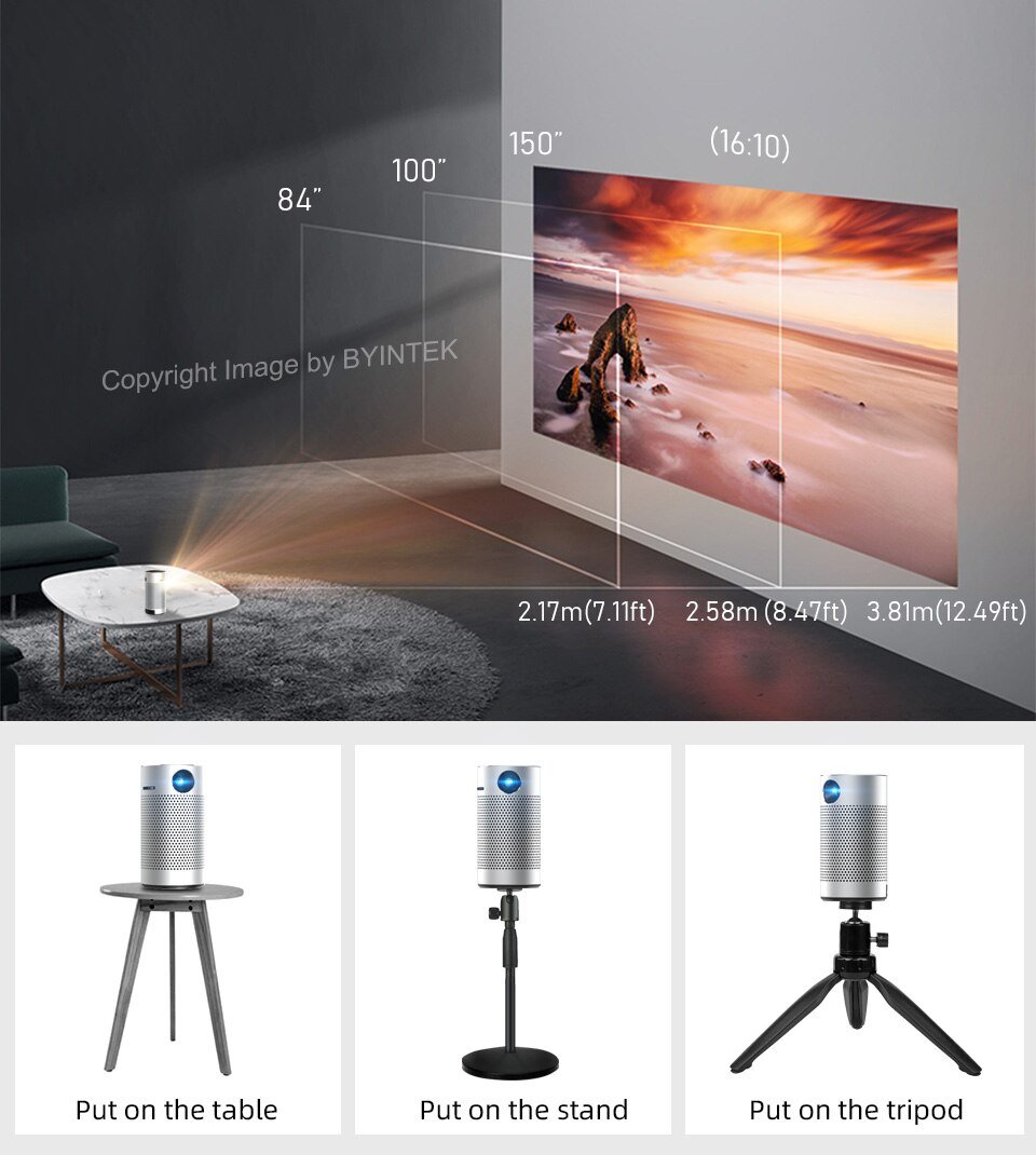 Byintek P7 Pocket Draagbare Pico Smart Android Wifi 1080P Video Hd Laser Led Dlp Mini Projector 4K Beamer voor 3D Full Hd Cinema