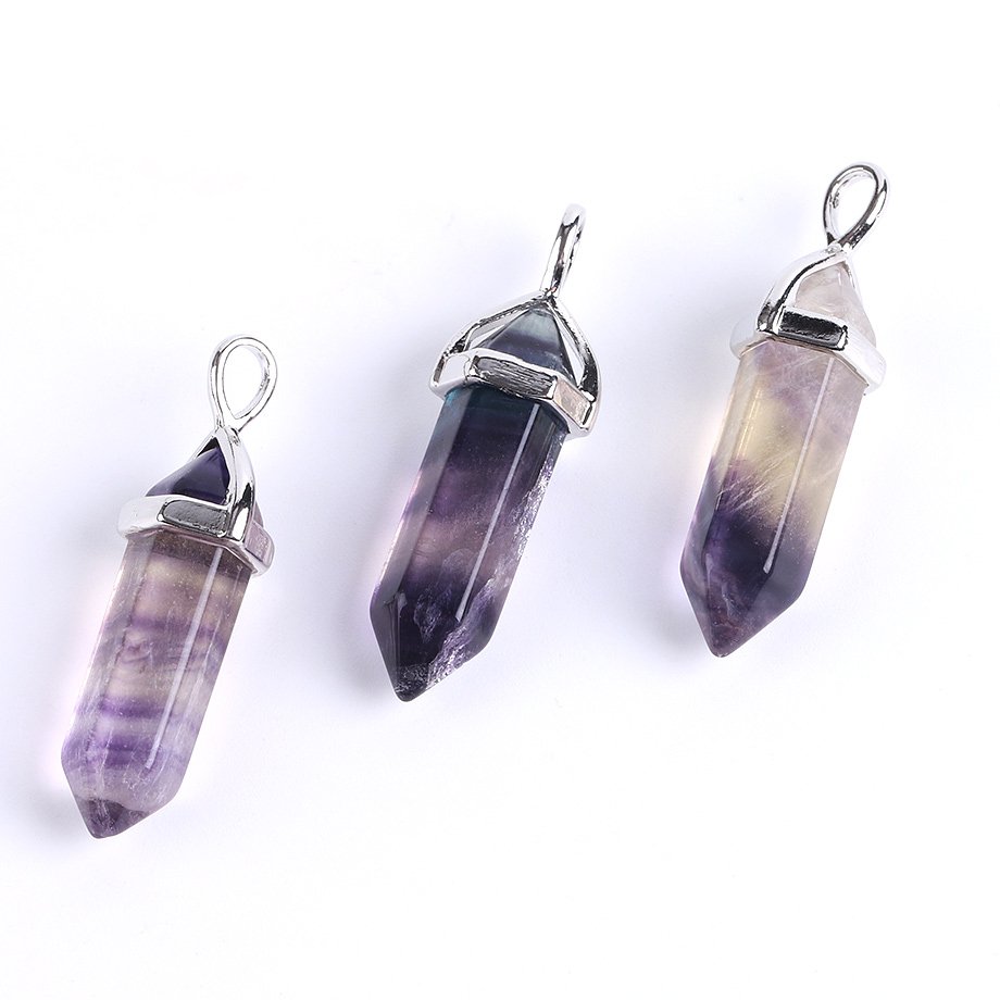 Unisex Colorful Fluorite Quartz Necklace Unisex Colorful Fluorite Quartz Necklace