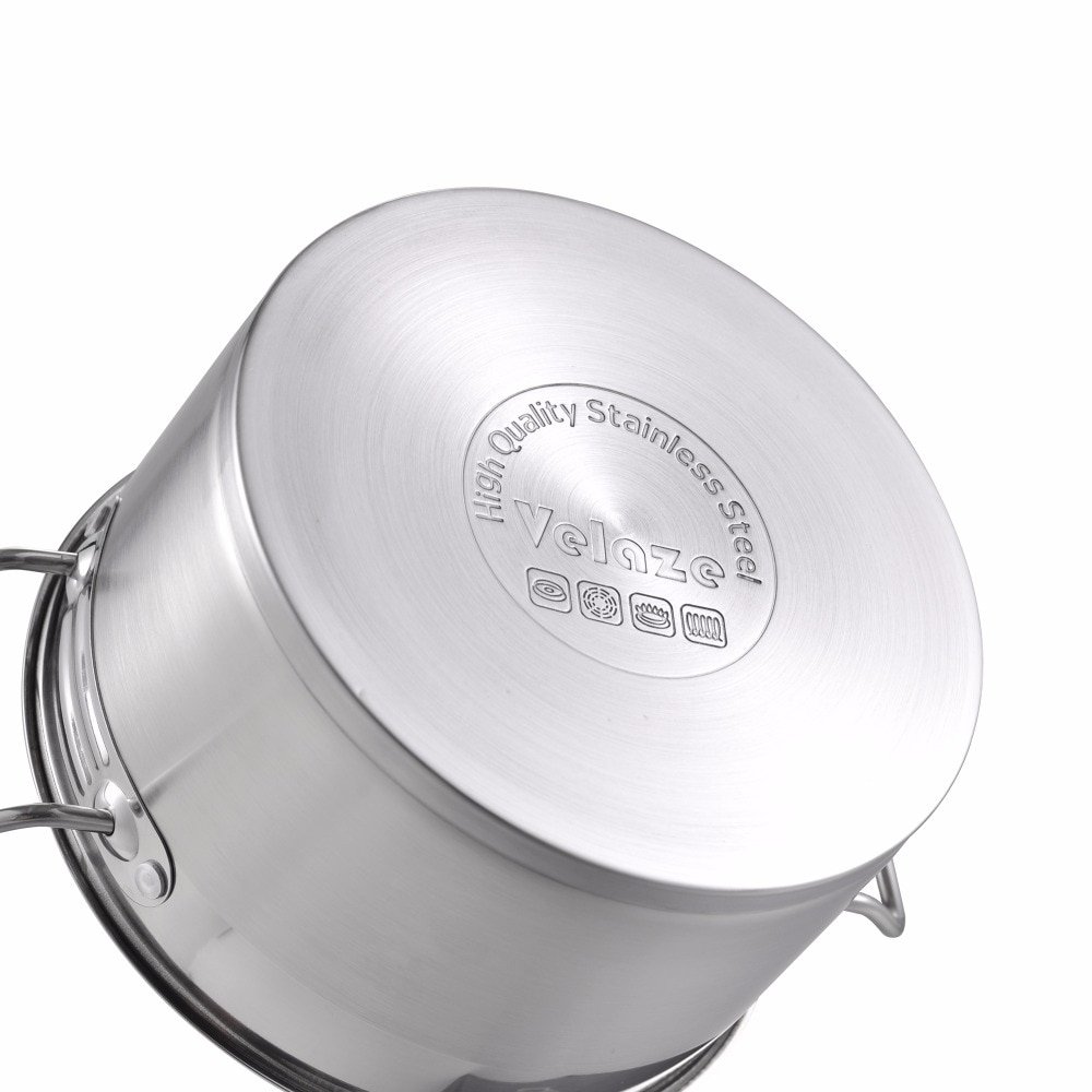 Velaze Kitchen Cookware Set 9 Piece Stainless Steel Cooking Pot & Pan Sets, Induction Safe, Saucepan, Casserole,with Glass lid
