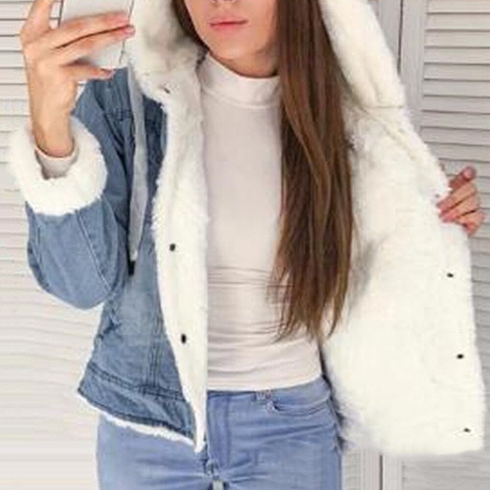 women velvet thick denim jacket female winter big fur collar Korean locomotive lamb coat female student short coat women velvet thick denim jacket female winter big fur collar Korean locomotive lamb coat female student short coat