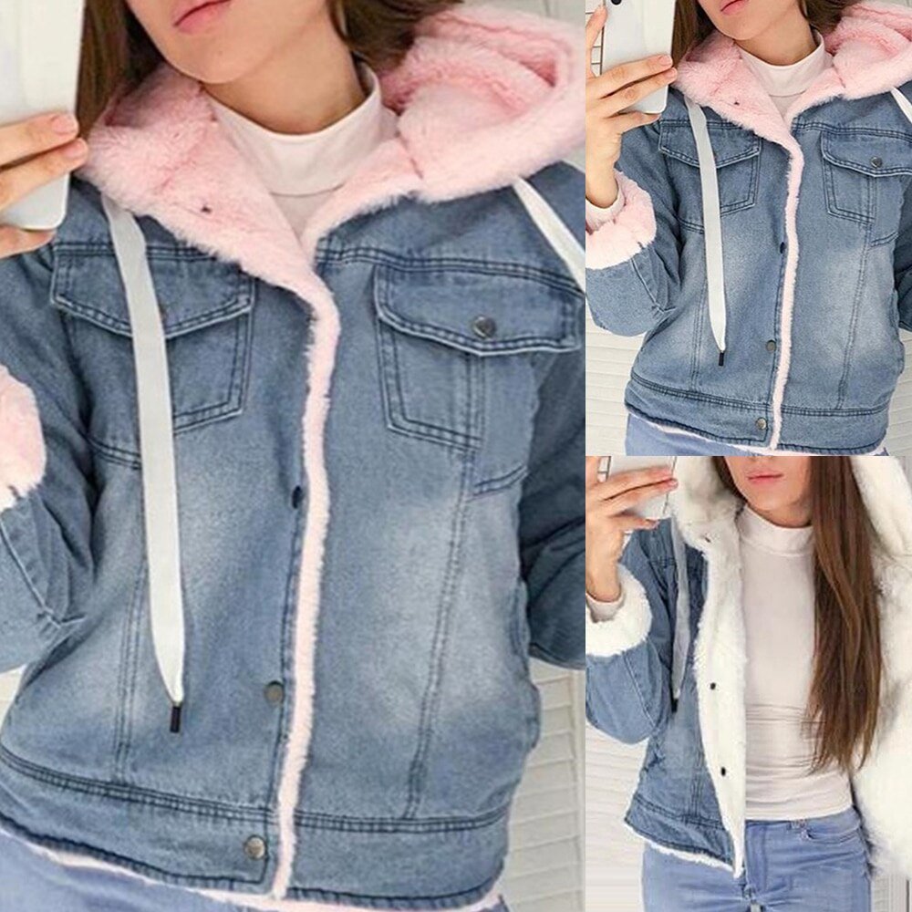 women velvet thick denim jacket female winter big fur collar Korean locomotive lamb coat female student short coat women velvet thick denim jacket female winter big fur collar Korean locomotive lamb coat female student short coat