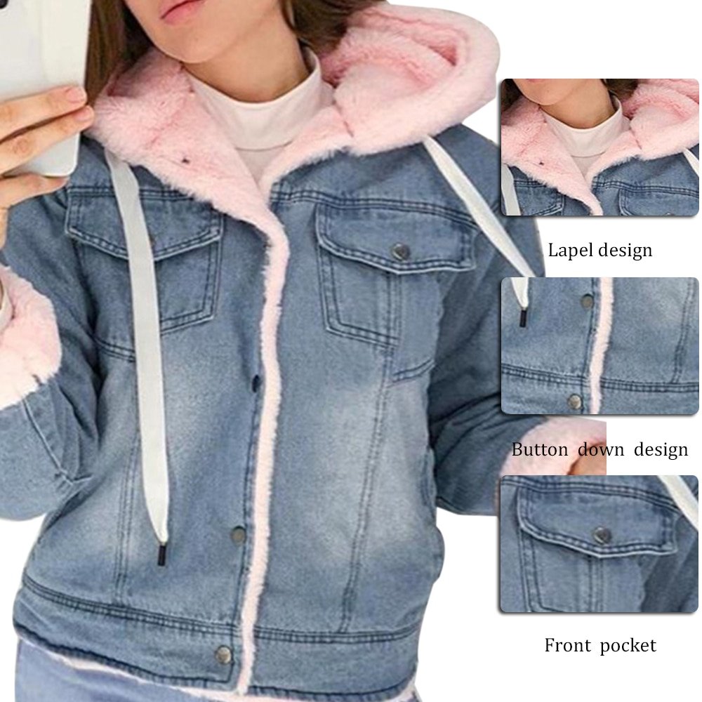 women velvet thick denim jacket female winter big fur collar Korean locomotive lamb coat female student short coat women velvet thick denim jacket female winter big fur collar Korean locomotive lamb coat female student short coat