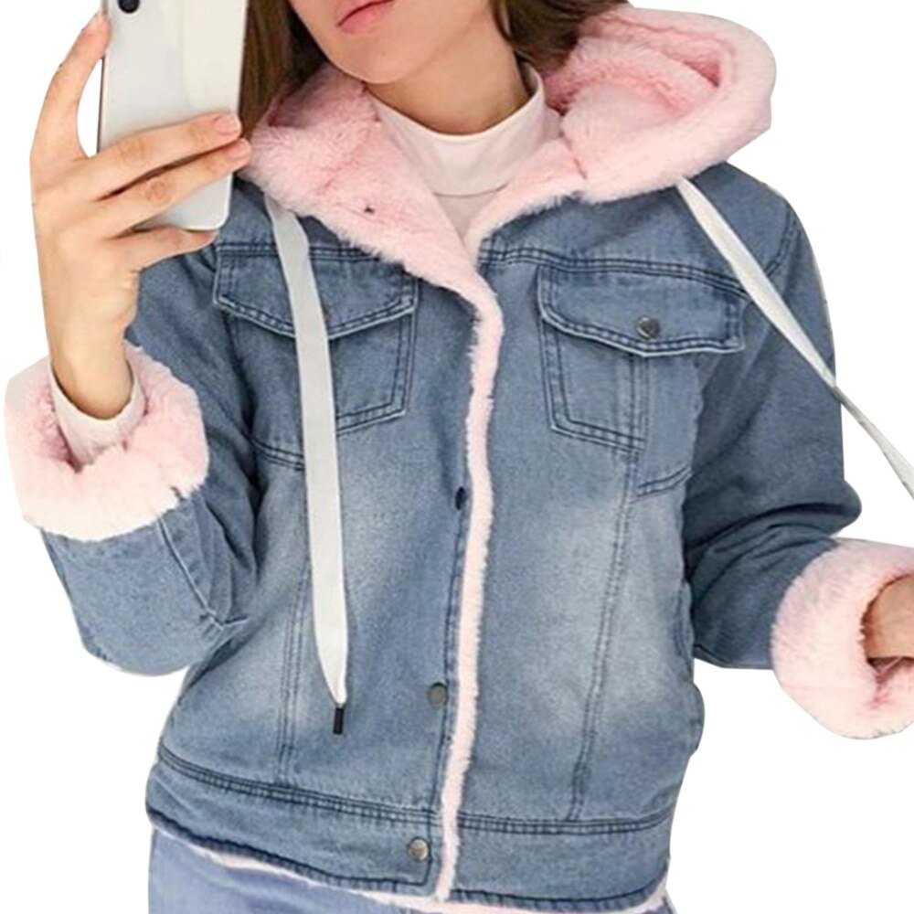 women velvet thick denim jacket female winter big fur collar Korean locomotive lamb coat female student short coat women velvet thick denim jacket female winter big fur collar Korean locomotive lamb coat female student short coat