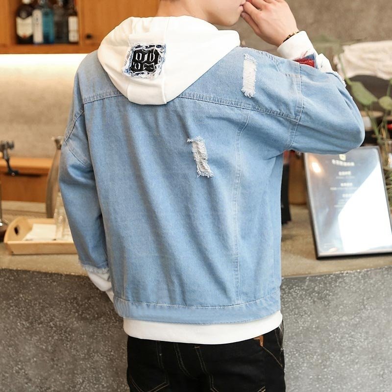 Men Denim Jacket Streetwear Hip Hop Men's Hooded Jean Jackets Male Casual Loose Outerwear 2020 New Spring Fashion Slim Fit Coat
