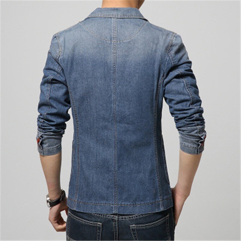 Denim blazer men blazer jeans slim fit Cowboy coats Leisure mens suit jean jacket Men casual coat one button New 2020