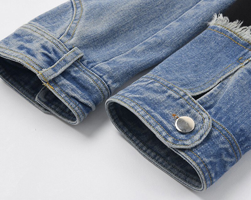[EAM]  Women Black Denim Stitch Temperament Blazer New Lapel Long Sleeve Loose Fit  Jacket Fashion Tide Spring Autumn 2020 1Z708