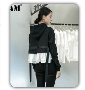 [EAM]  Women Black Denim Stitch Temperament Blazer New Lapel Long Sleeve Loose Fit  Jacket Fashion Tide Spring Autumn 2020 1Z708