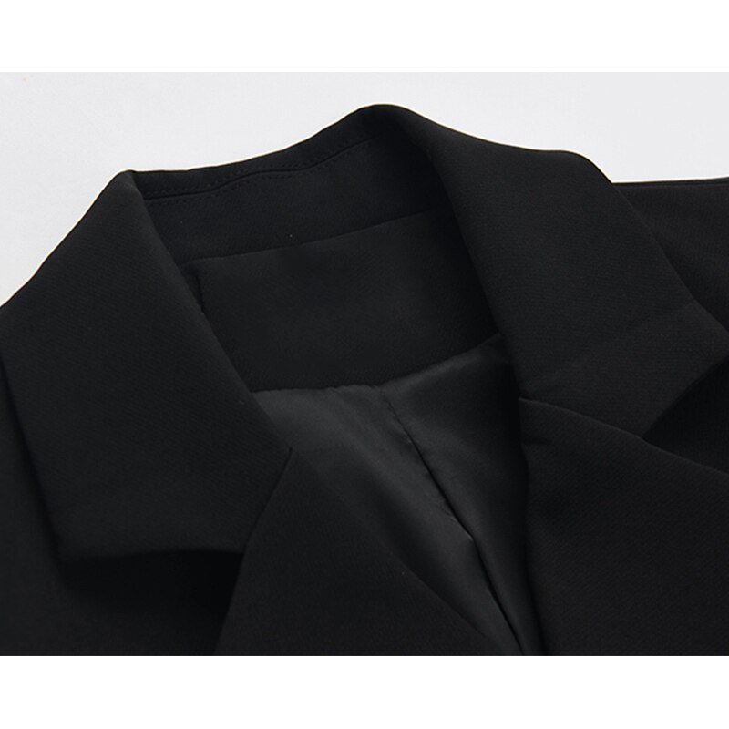 [EAM]  Women Black Denim Stitch Temperament Blazer New Lapel Long Sleeve Loose Fit  Jacket Fashion Tide Spring Autumn 2020 1Z708