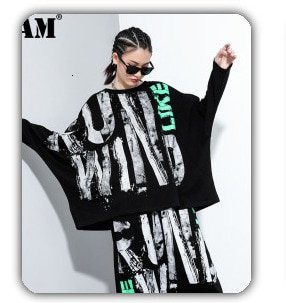 [EAM]  Women Black Denim Stitch Temperament Blazer New Lapel Long Sleeve Loose Fit  Jacket Fashion Tide Spring Autumn 2020 1Z708