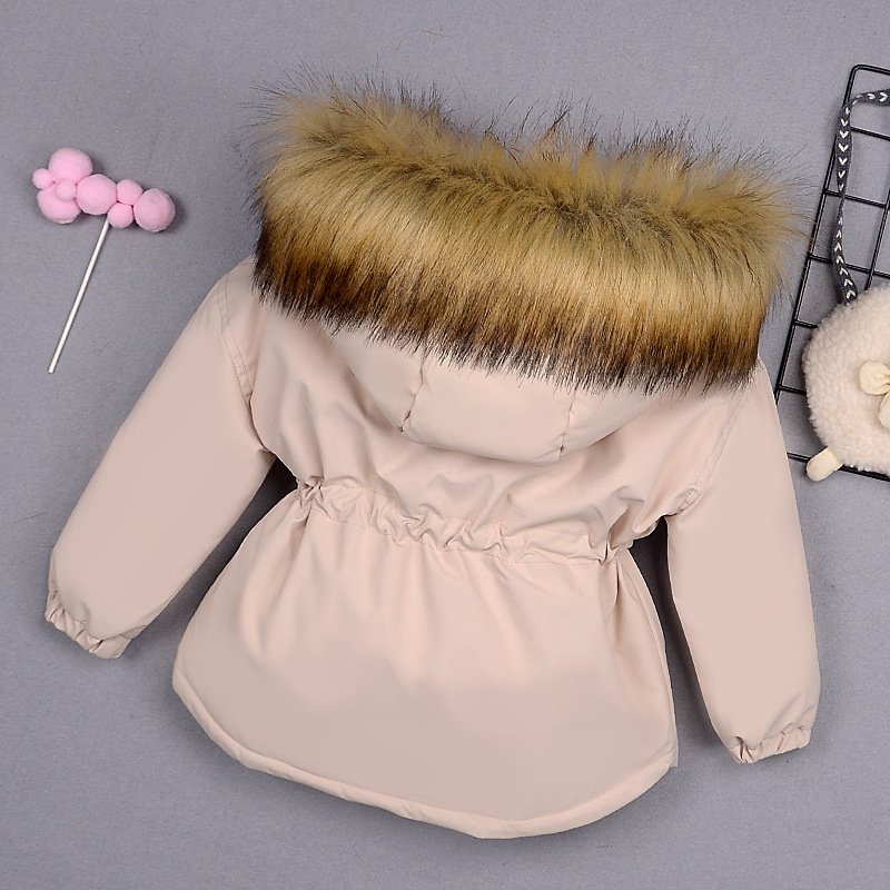 Baby Girl Denim Jacket Plus Fur Warm Toddler Children's Winter Girl's Cotton Padded Clothes Baby's Thickened Cotton Padded Coat