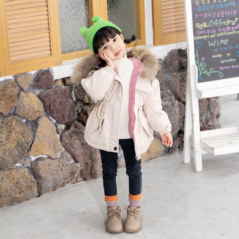 Baby Girl Denim Jacket Plus Fur Warm Toddler Children's Winter Girl's Cotton Padded Clothes Baby's Thickened Cotton Padded Coat