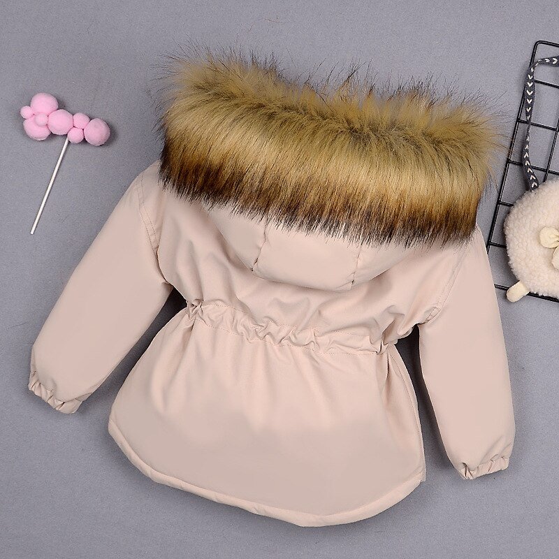 Baby Girl Denim Jacket Plus Fur Warm Toddler Children's Winter Girl's Cotton Padded Clothes Baby's Thickened Cotton Padded Coat
