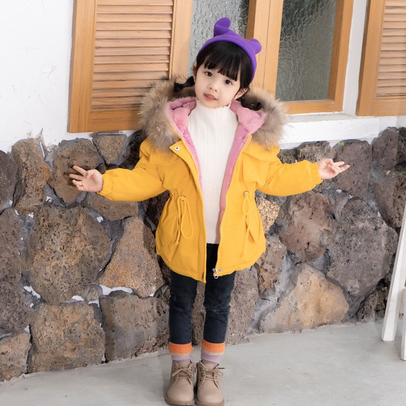 Baby Girl Denim Jacket Plus Fur Warm Toddler Children's Winter Girl's Cotton Padded Clothes Baby's Thickened Cotton Padded Coat