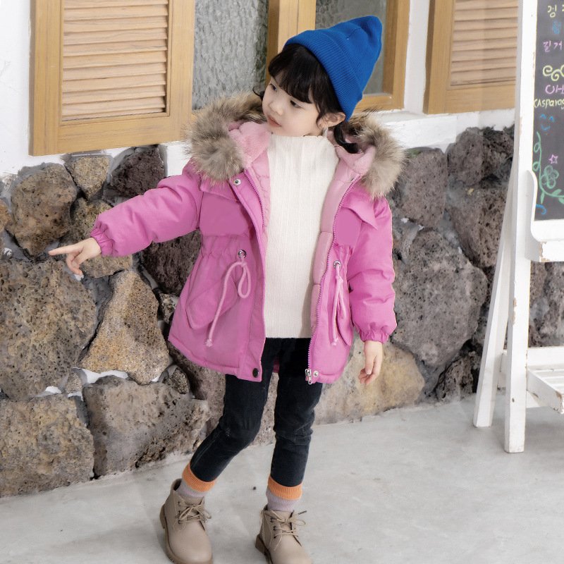 Baby Girl Denim Jacket Plus Fur Warm Toddler Children's Winter Girl's Cotton Padded Clothes Baby's Thickened Cotton Padded Coat