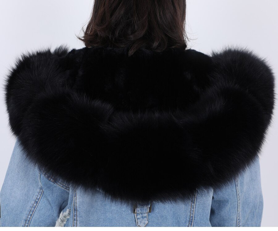 2020 real fur coat big natural fox fur collar winter jacket rabbit fur liner women detachable Denim jacket 2020 real fur coat big natural fox fur collar winter jacket rabbit fur liner women detachable Denim jacket