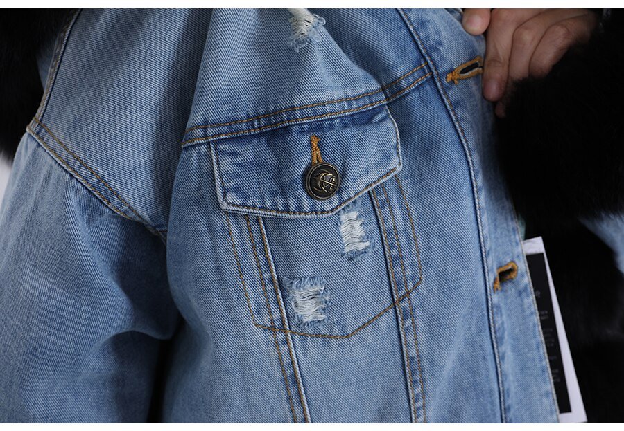 2020 real fur coat big natural fox fur collar winter jacket rabbit fur liner women detachable Denim jacket 2020 real fur coat big natural fox fur collar winter jacket rabbit fur liner women detachable Denim jacket