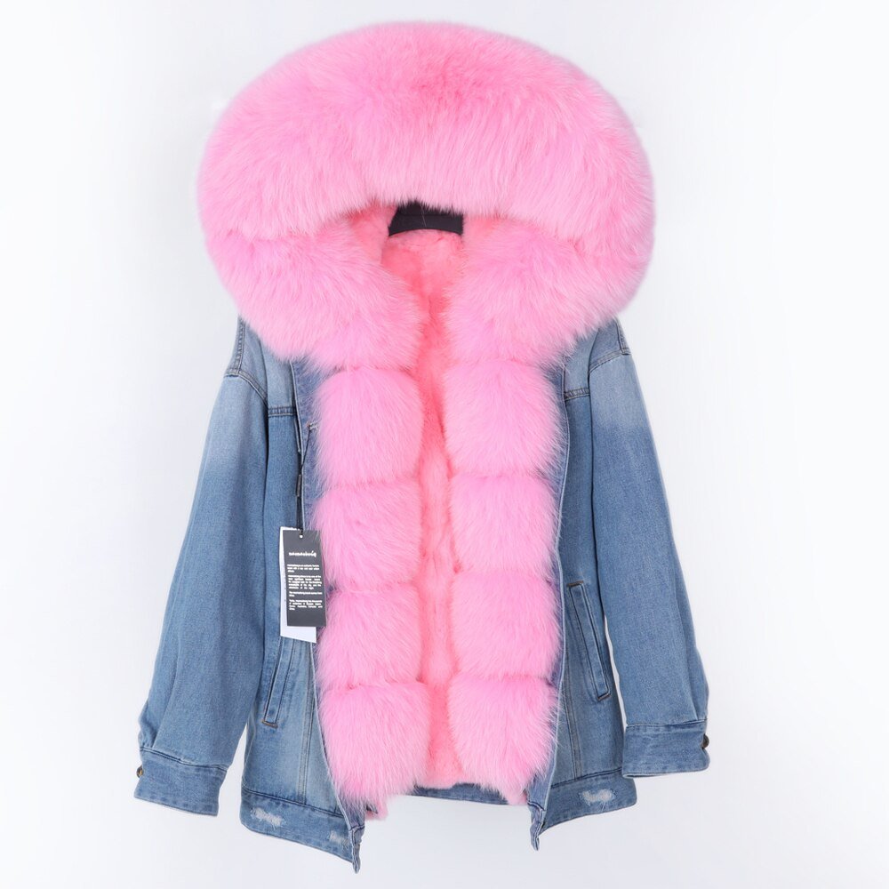 2020 real fur coat big natural fox fur collar winter jacket rabbit fur liner women detachable Denim jacket 2020 real fur coat big natural fox fur collar winter jacket rabbit fur liner women detachable Denim jacket