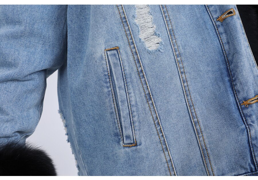 2020 real fur coat big natural fox fur collar winter jacket rabbit fur liner women detachable Denim jacket 2020 real fur coat big natural fox fur collar winter jacket rabbit fur liner women detachable Denim jacket