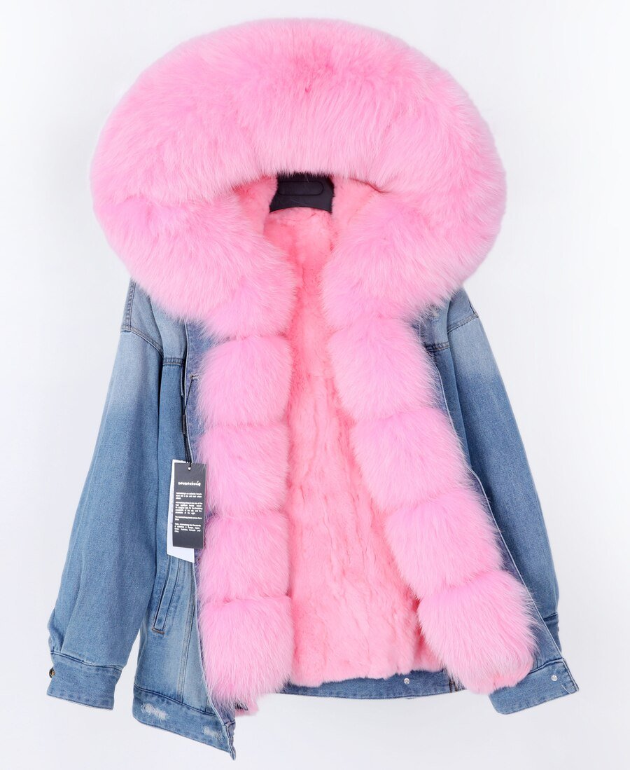 2020 real fur coat big natural fox fur collar winter jacket rabbit fur liner women detachable Denim jacket 2020 real fur coat big natural fox fur collar winter jacket rabbit fur liner women detachable Denim jacket