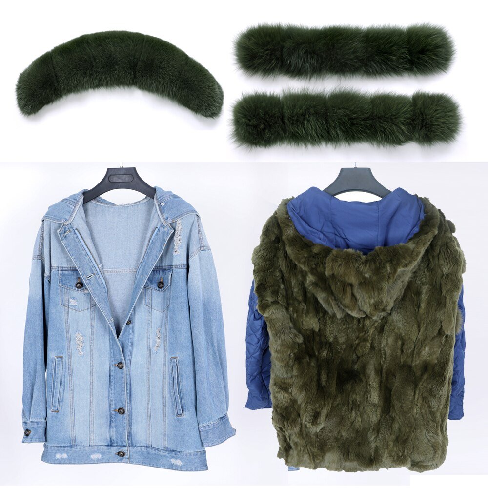 2020 real fur coat big natural fox fur collar winter jacket rabbit fur liner women detachable Denim jacket 2020 real fur coat big natural fox fur collar winter jacket rabbit fur liner women detachable Denim jacket