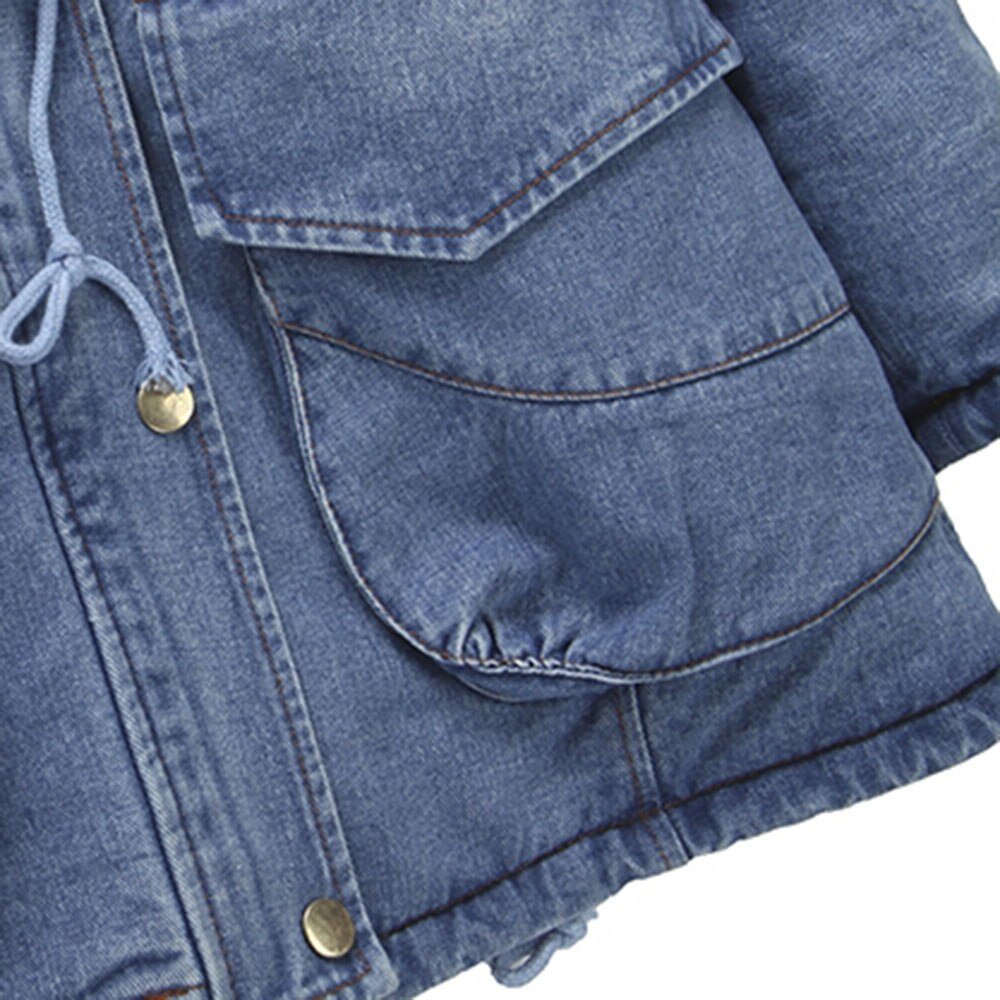 Women's Denim Jacket Winter 2020 Warm Thicken Plus Size Parkas Cotton Padded Coat Loose Hooded Long Outerwear Female jaqueta