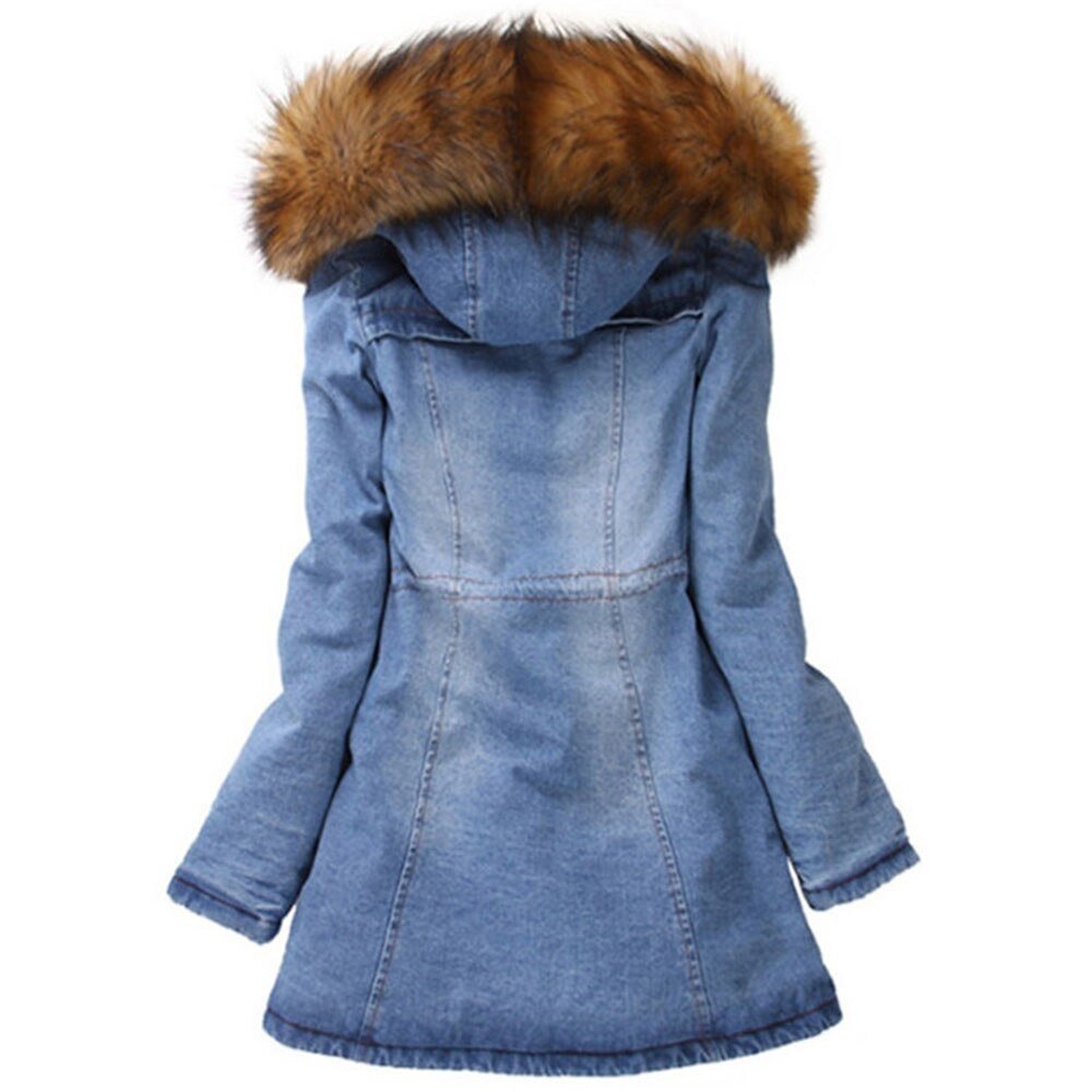 Women's Denim Jacket Winter 2020 Warm Thicken Plus Size Parkas Cotton Padded Coat Loose Hooded Long Outerwear Female jaqueta