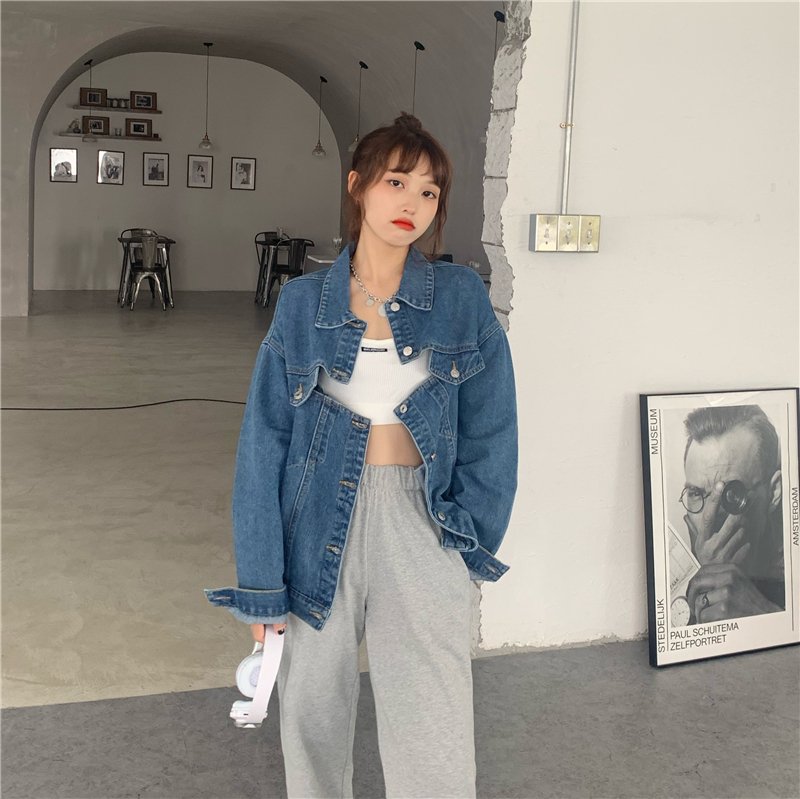 Denim Coat Hollow Out Backless Split Single-breasted Casual Loose Long-sleeved Denim Jacket Vintage Jeans Coats Designer