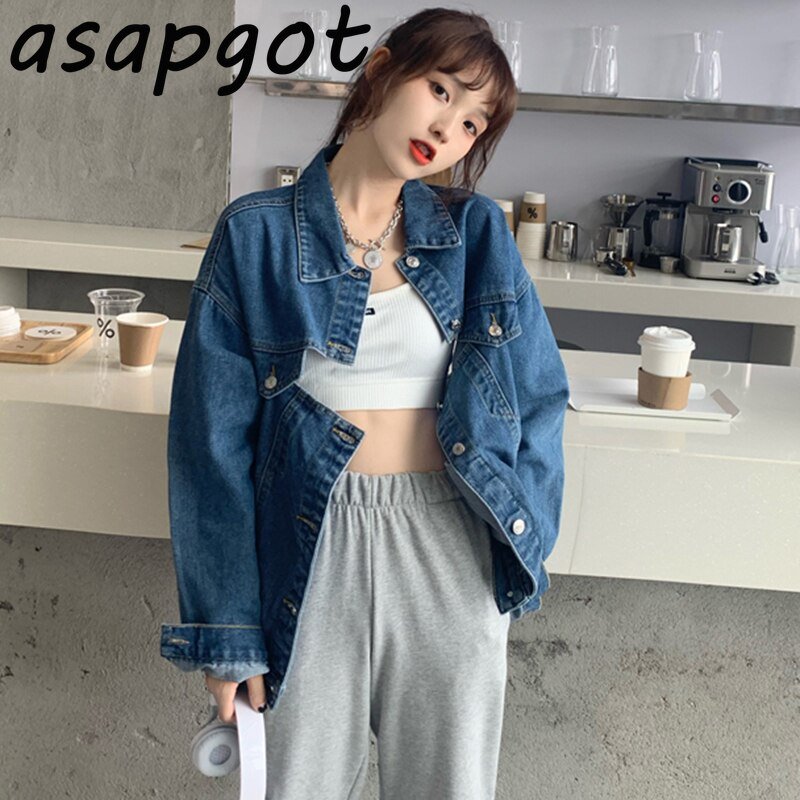 Denim Coat Hollow Out Backless Split Single-breasted Casual Loose Long-sleeved Denim Jacket Vintage Jeans Coats Designer