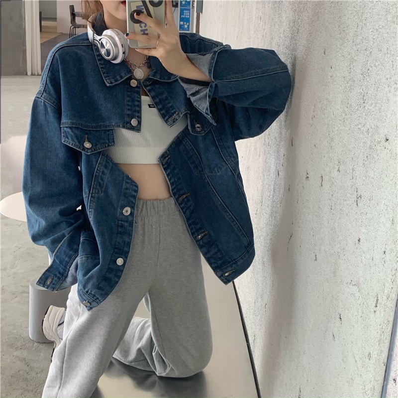 Denim Coat Hollow Out Backless Split Single-breasted Casual Loose Long-sleeved Denim Jacket Vintage Jeans Coats Designer
