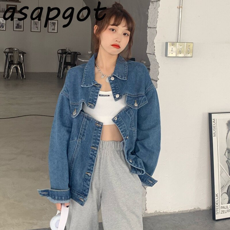 Denim Coat Hollow Out Backless Split Single-breasted Casual Loose Long-sleeved Denim Jacket Vintage Jeans Coats Designer