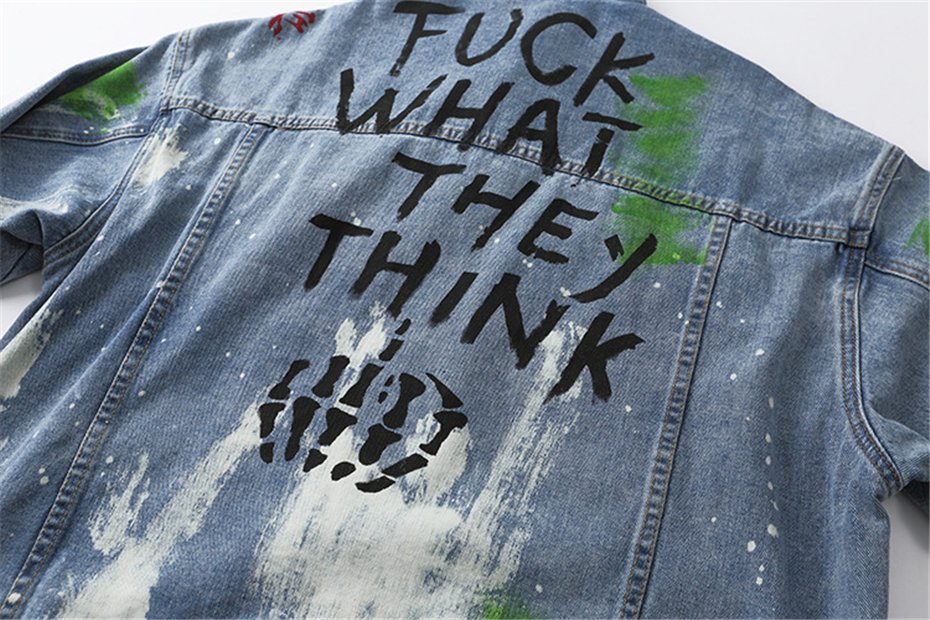 2020 Graffiti Print Denim Jackets Coats Hip Hop Punk Rock Casual Jeans Jackets Streetwear Men Fashion Hipster Outwear Male WY252
