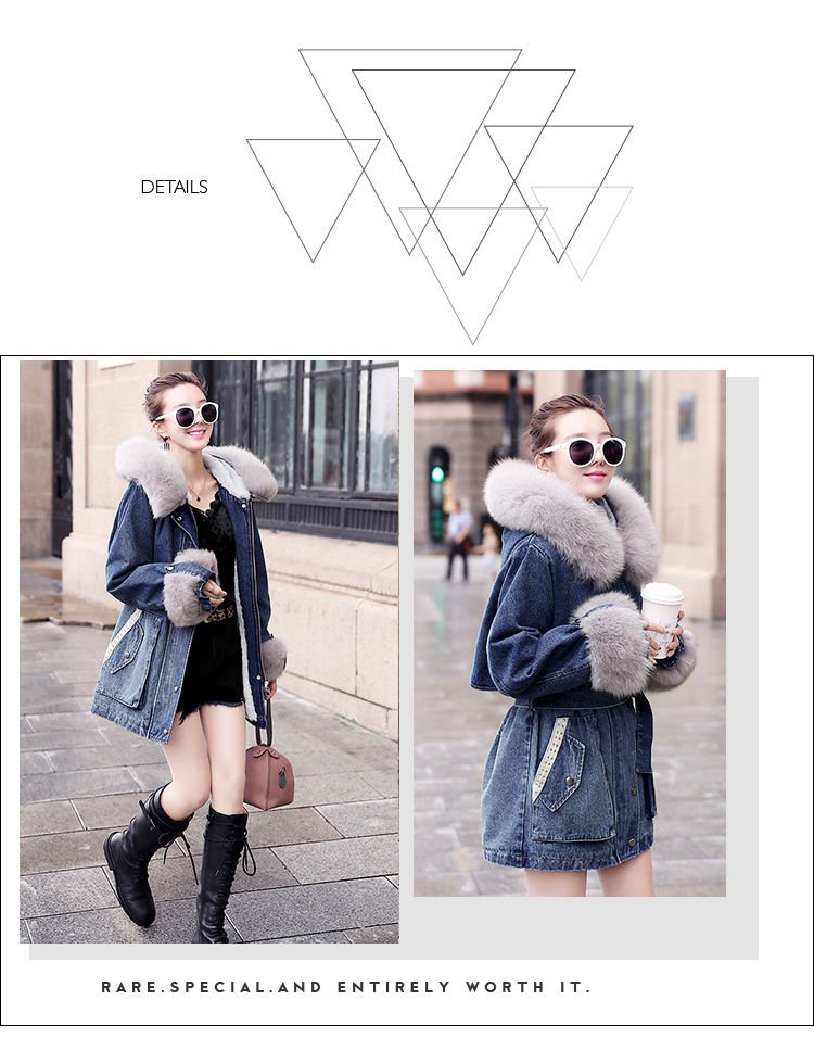 2020 New Women Winter Ladies Faux Lamb Fur Jeans Jacket Female Korean Loose Warm Thick Plus Velvet Bomber Denim Jackets W101
