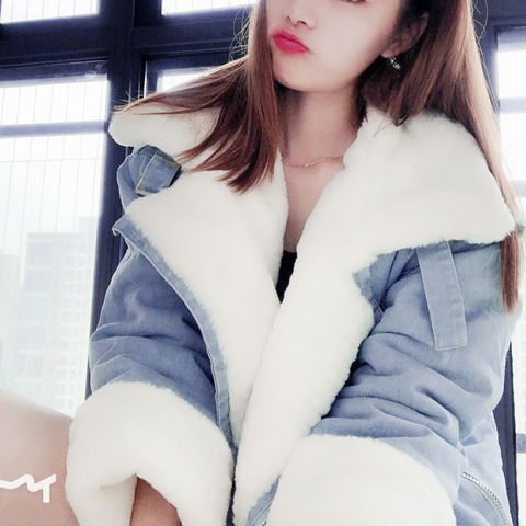 2020 New Women Winter Faux Rabbit Fur Collar Hooded Denim Coat Female Warm Thick Plus Velvet Outwear Motorcycle Jean Jacket W103