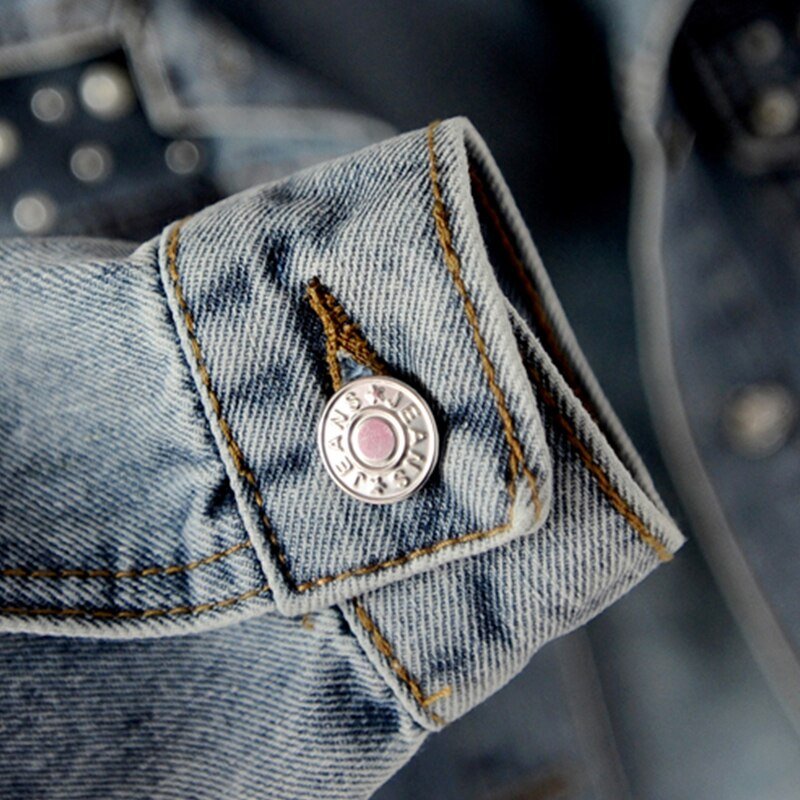 2020 Autumn Fashion Plus Size Beading Short Denim Jackets Women Long Sleeve Vintage Casual Jean Jacket Bomber Denim Coat Clothes