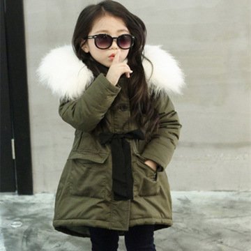 Children Girls Winter Thick Warm Padded Jacket Coat With Hoody Baby Kids Fur Collar Outerwear Overall Child Snowsuit Clothes