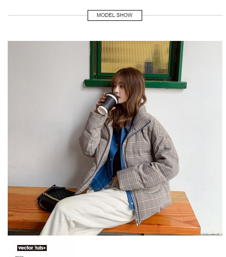 2020 New Fake Two Pieces Lattice Jacket Winter Thick Warm Cotton Padded Denim Short Jacket Women Contrast Color Jeans Coat A72