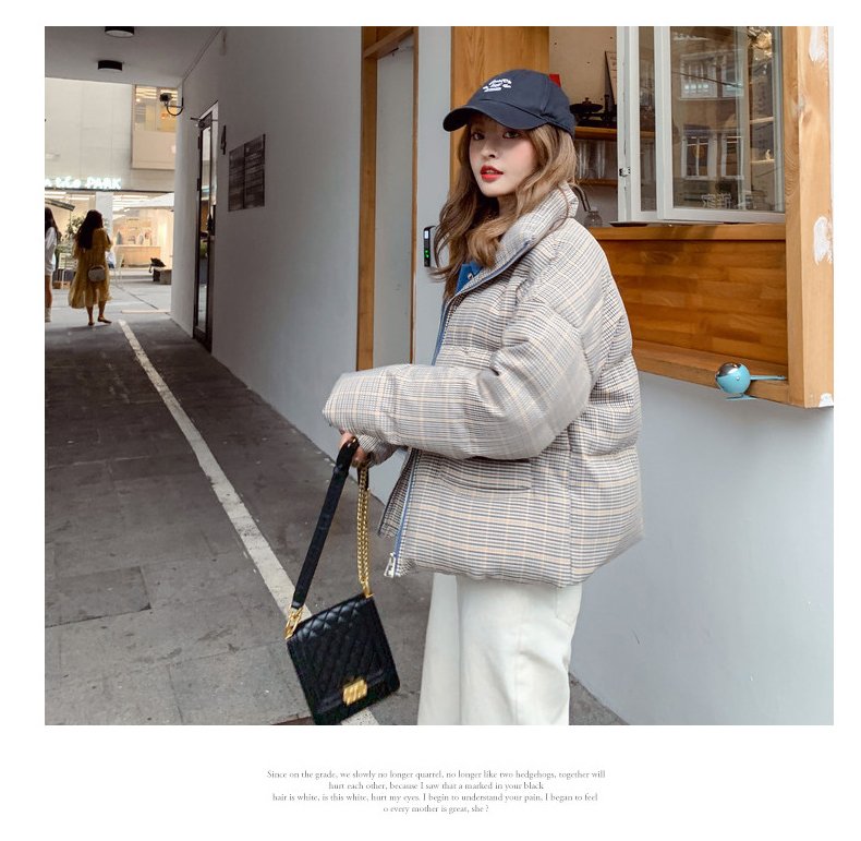 2020 New Fake Two Pieces Lattice Jacket Winter Thick Warm Cotton Padded Denim Short Jacket Women Contrast Color Jeans Coat A72
