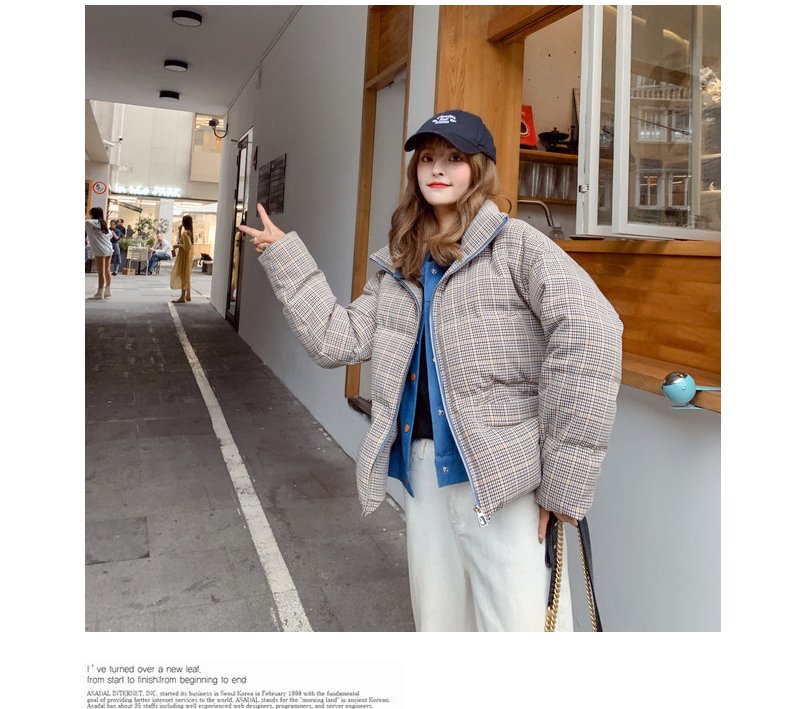 2020 New Fake Two Pieces Lattice Jacket Winter Thick Warm Cotton Padded Denim Short Jacket Women Contrast Color Jeans Coat A72